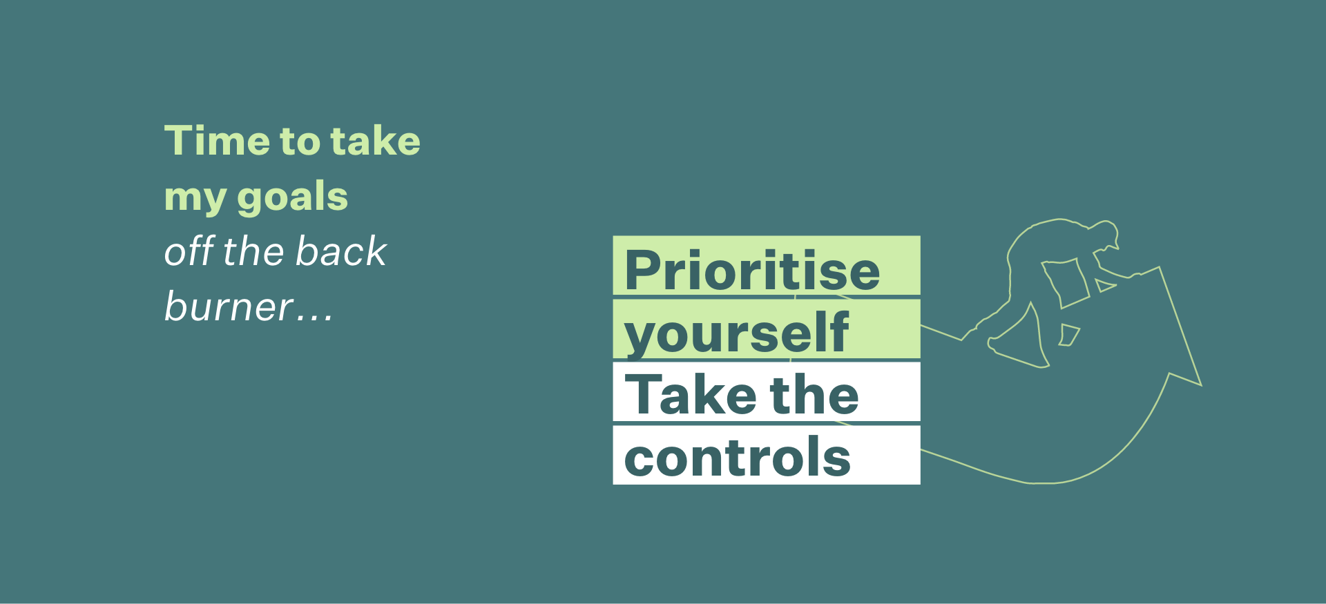 Time to take my goals off the back burner... Prioritise yourself Take the Controls